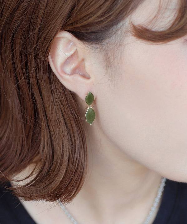 ダブルヘキサゴンのつやつやミニピアス