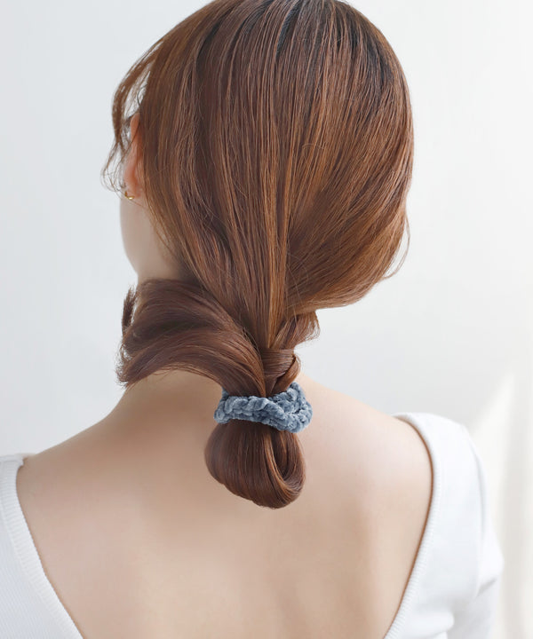 ベロア編み込みシュシュ