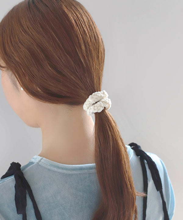 ベロア編み込みシュシュ