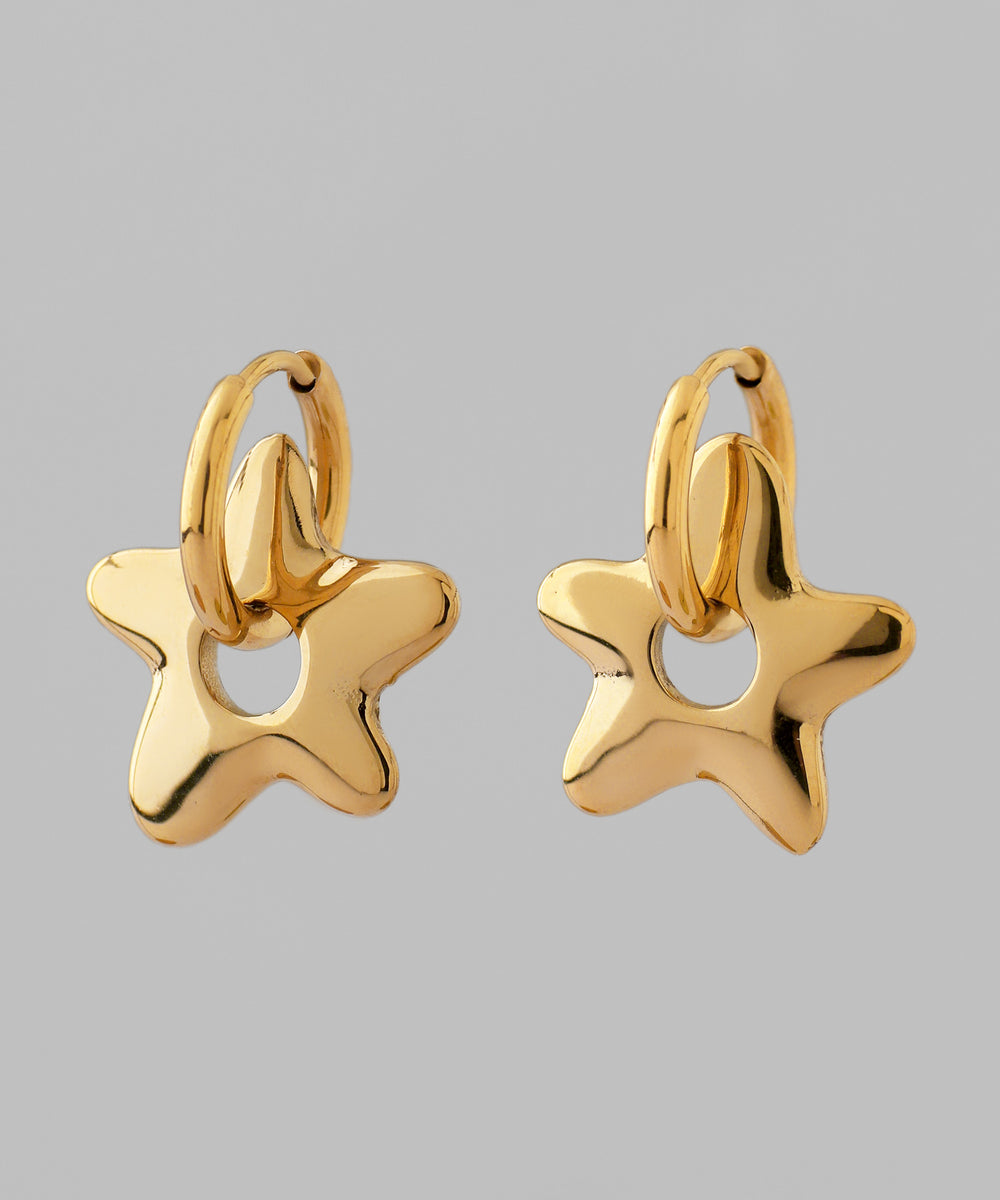 mimi33】【ステンレスIP】ニュアンススターフープピアス[Ownideal