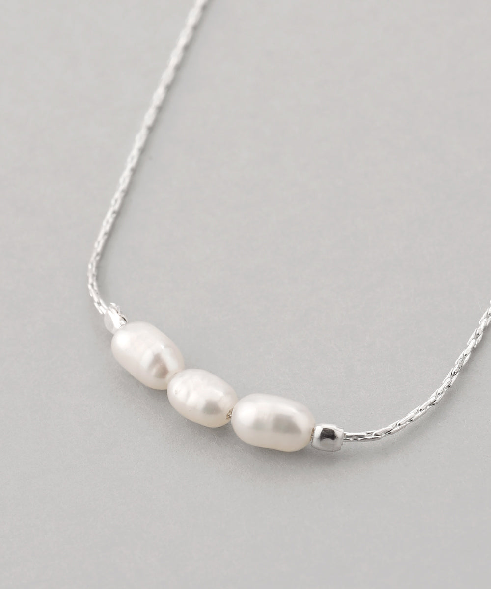 竜紋瑪瑙　淡水パール　ネックレス　 約47㎝ ANEMONE】3粒淡水パールネックレス[silver925]｜SANPO ONLINE(サンポー
