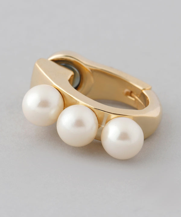 パール×メタルマグネットイヤリング