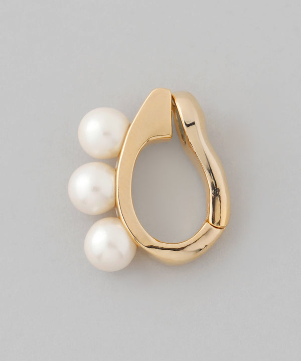 パール×メタルマグネットイヤリング