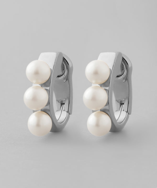 パール×メタルマグネットイヤリング