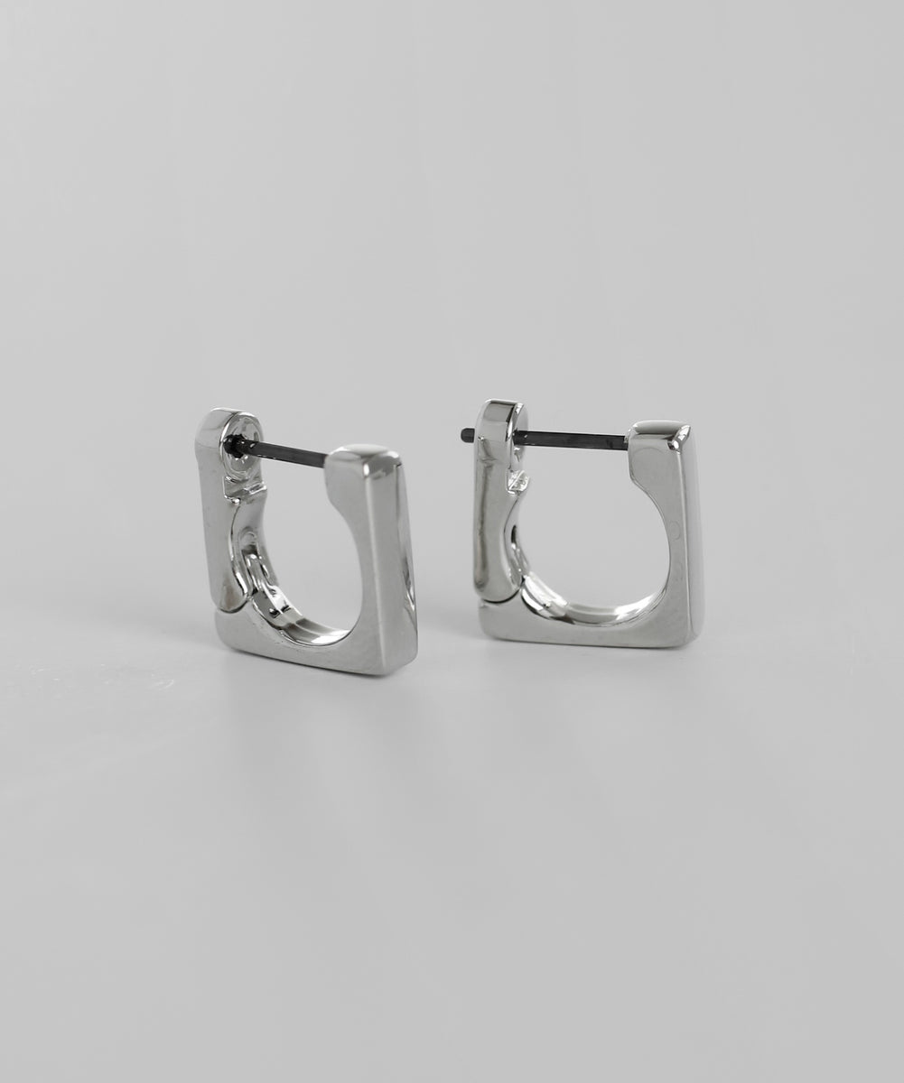 K18 極細 スクエア型フープピアス K18 スクエア フープピアス 四角 幅3mm 直径10mm 18金 ユニセックス