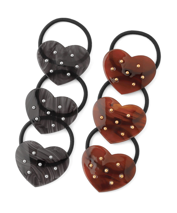 スタッズハートプレートヘアゴム