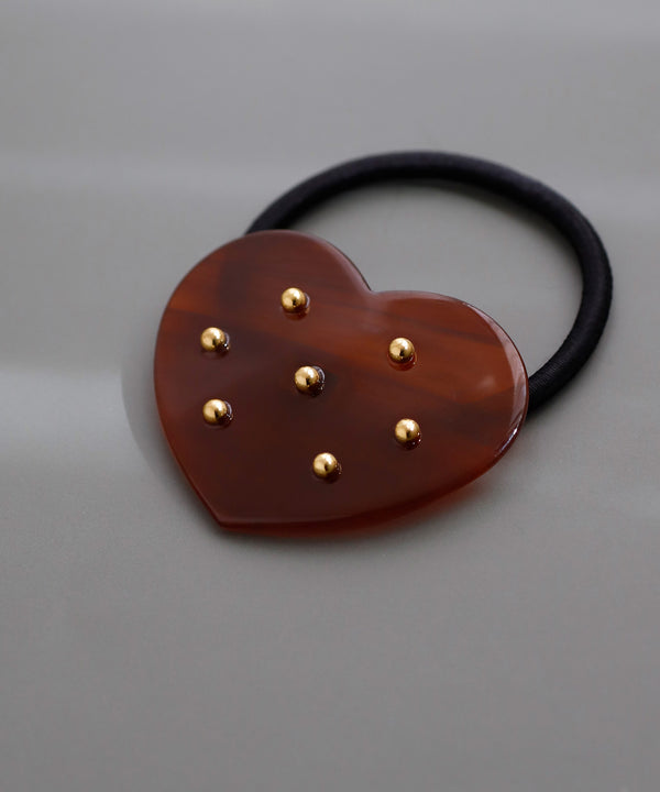 スタッズハートプレートヘアゴム