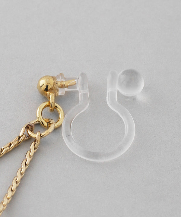 パール×ドロップチェーンイヤリング