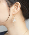 連なりパールフックピアス