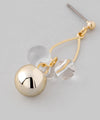 Clear x Metal Sphere Drop Line Earrings