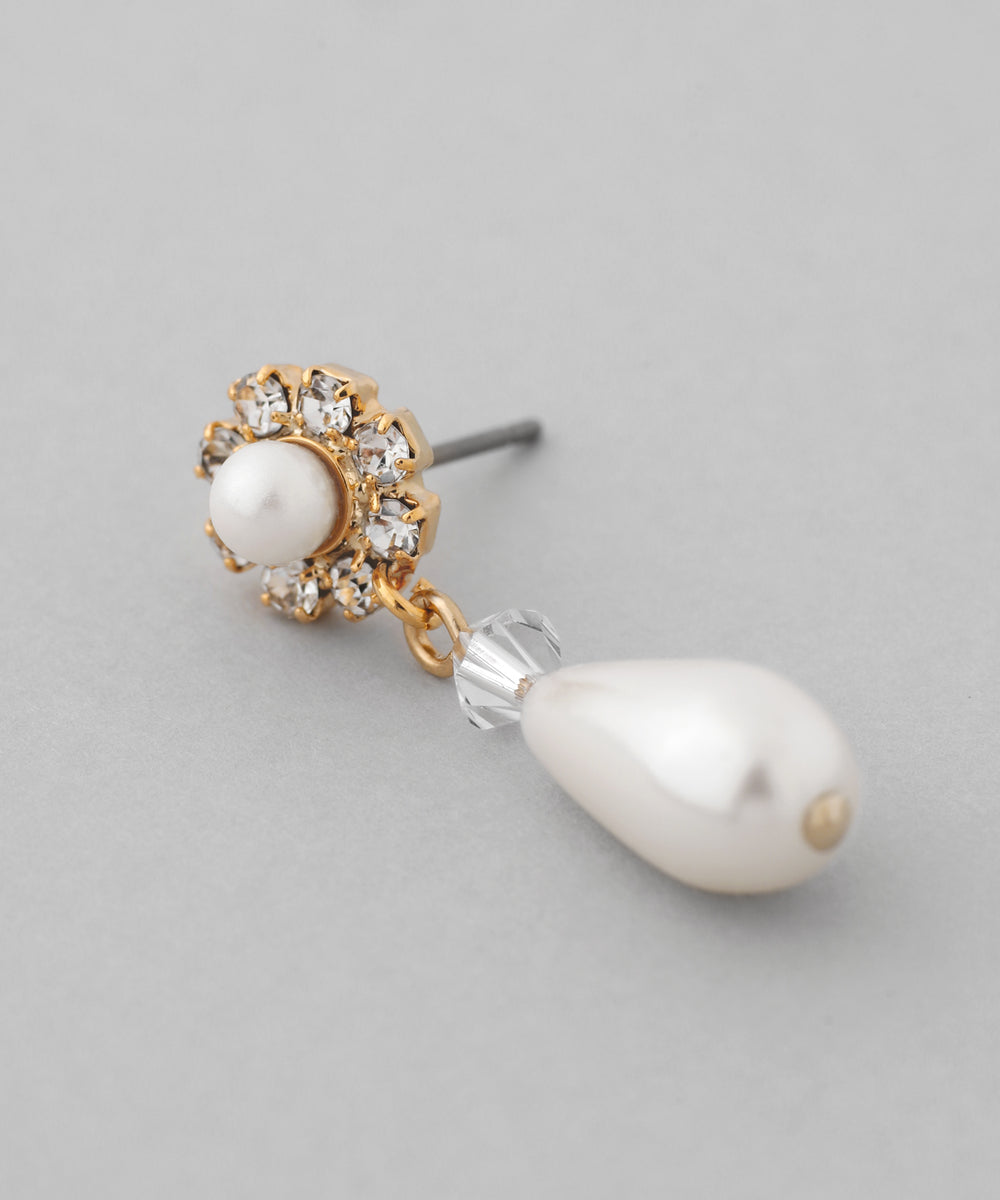 ANEMONE】ビジューフラワー×パールピアス｜アネモネ・シエナロゼ