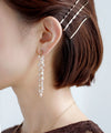 Pearl and clear bead long earrings
