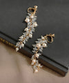 Pearl and clear bead long earrings