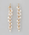Pearl and clear bead long earrings