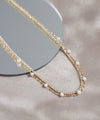 Pearl and bijou double necklace