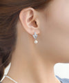 パール×スクエアビジューピアス