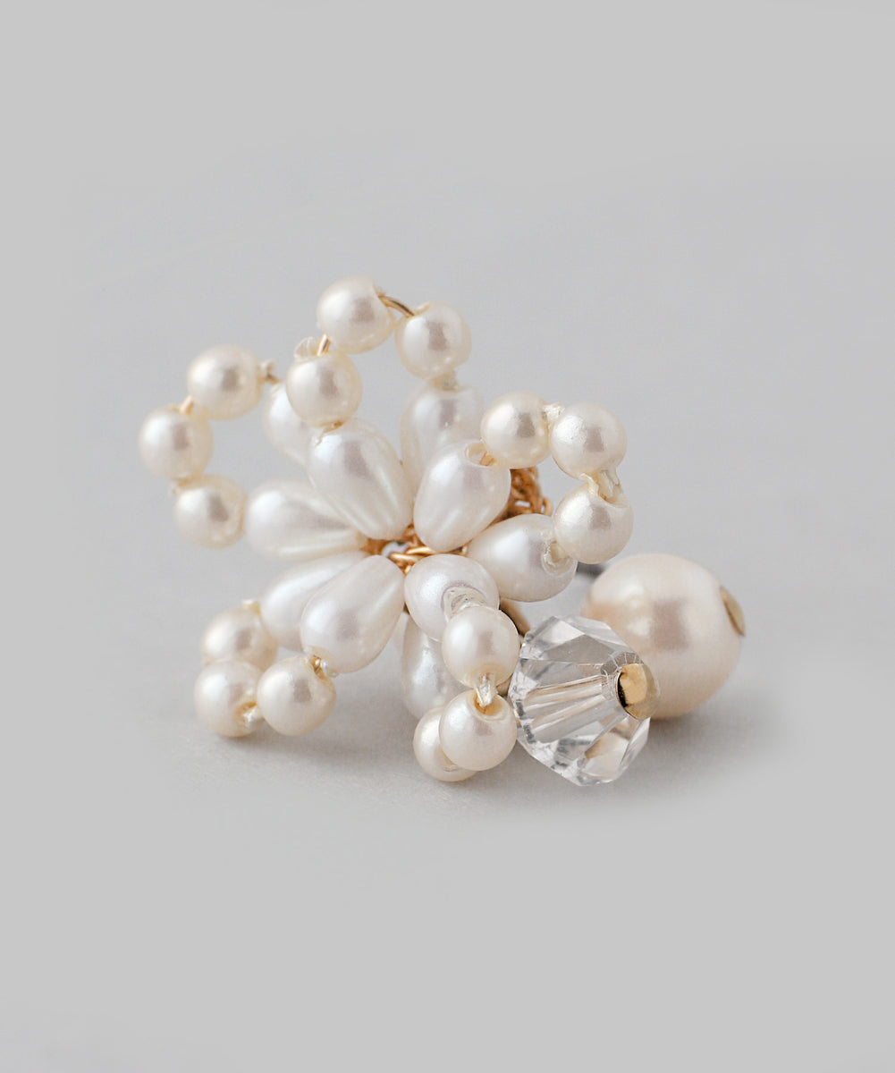 Amanバロックパール　ホワイト21㍉2wayお花モチーフピアスBL745 Aman様専用バロックパール ホワイト21㍉2wayお花モチーフピアスBL745