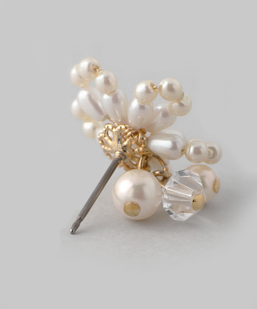 アネモネ(pearl　ピアス)新品 ANEMONE ピアス フラワー×パール2WAYバックキャッチピアス レディース