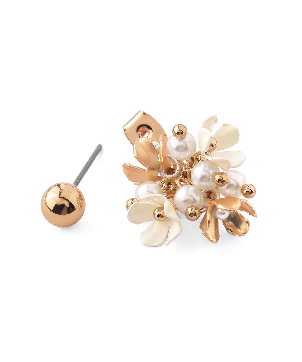 ANEMONE】パール×フラワーバックキャッチピアス｜アネモネ・シエナロゼ