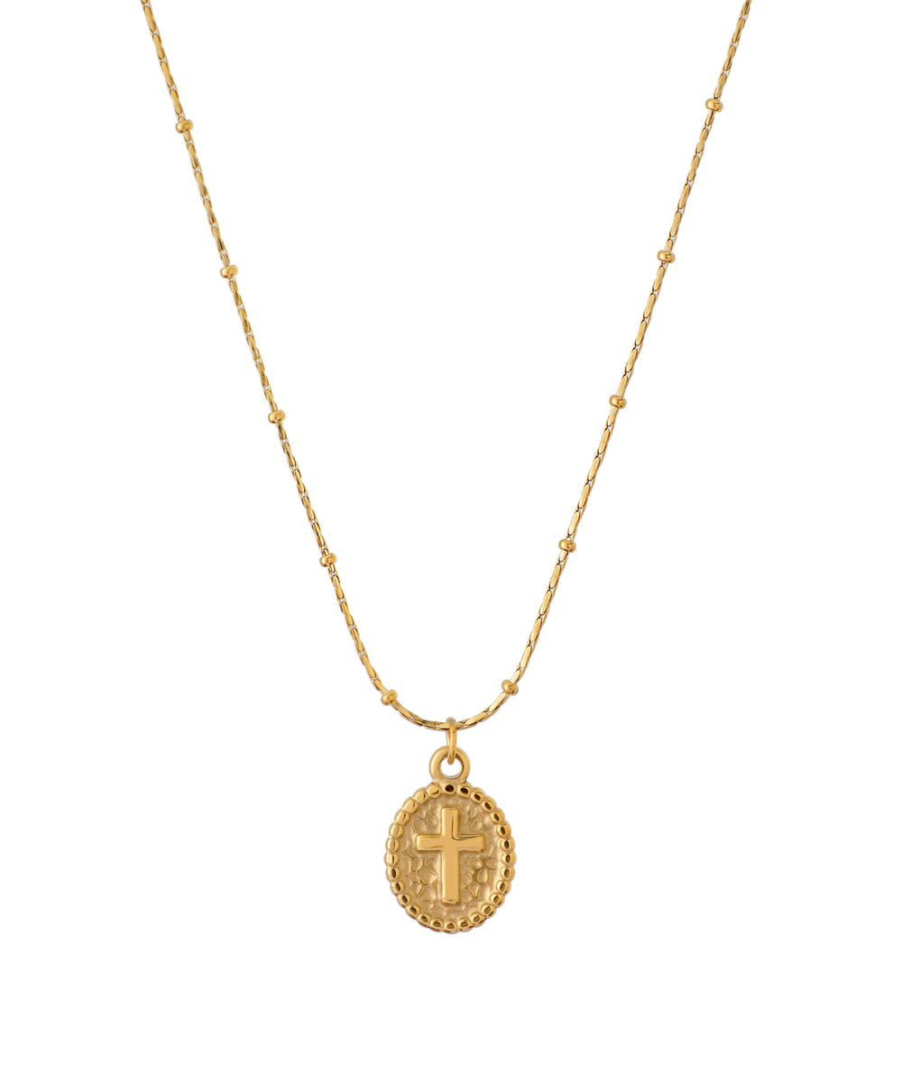 ANEMONE】【ステンレス】クロスメダイネックレス｜アネモネ