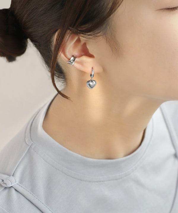 【ステンレス】ハートフープピアス