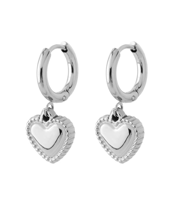 【ステンレス】ハートフープピアス