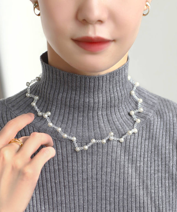 パール×ビーズネックレス