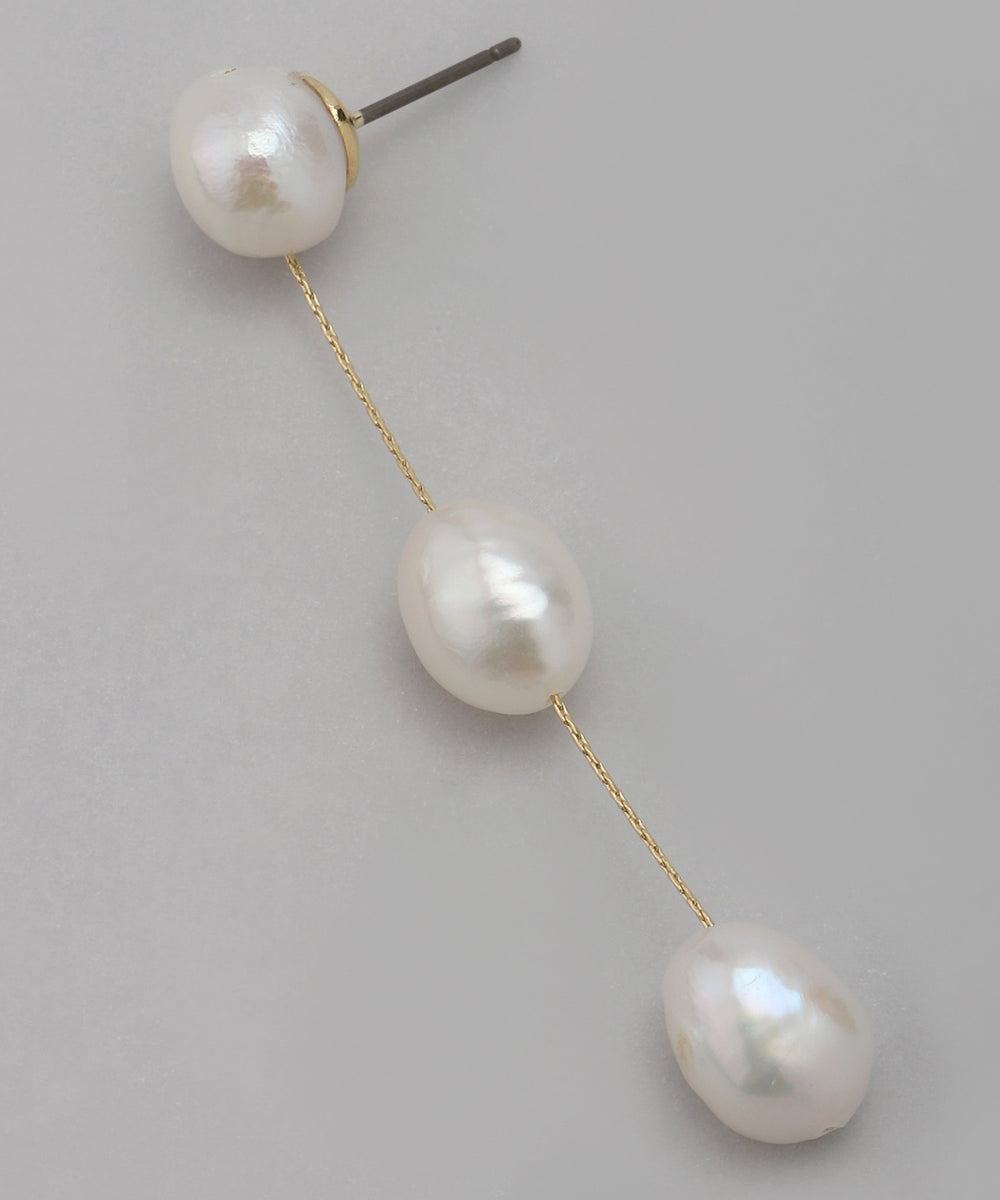 神保真珠　jumbo pearls ピアス　パール　揺れる　ロングピアス ANEMONE】連なりパールが揺れるロングピアス[A]｜SANPO ONLINE