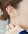 ストーン×ビジューダブルラインピアス