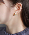 パール×メタルフラワーピアス