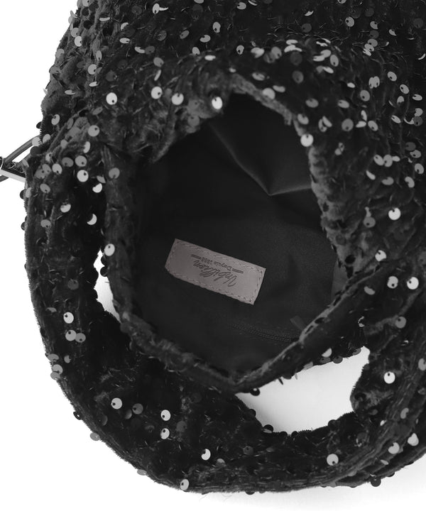 【cache cache】ギャザーハンドルスパンコールバッグ