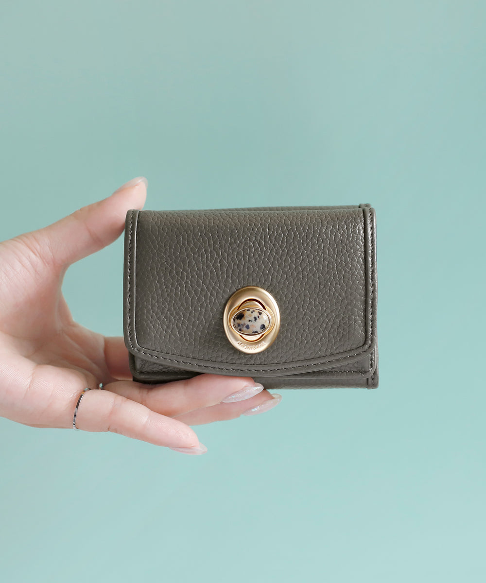 ANEMONE】【ANEMONE×HASHIBAMI】天然石レザーミニウォレット｜アネモネ