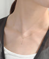 White Topaz Y-shaped Necklace (10K Gold) with Gift Box