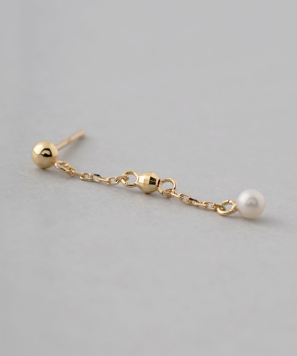 mimi33】淡水パールチェーンピアス[K10][Basic]｜アネモネ