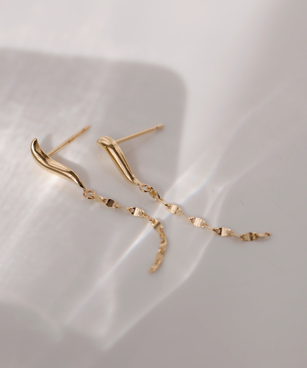 mimi33】チェーンピアス[K10][Basic]｜アネモネ・シエナロゼ・ミミサン