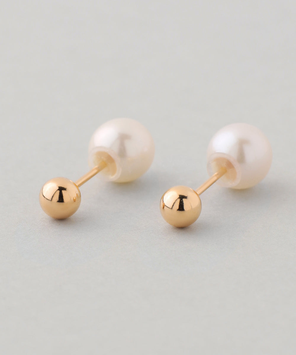 みみ mimi33】淡水パールバックキャッチピアス[K10][Basic]｜アネモネ