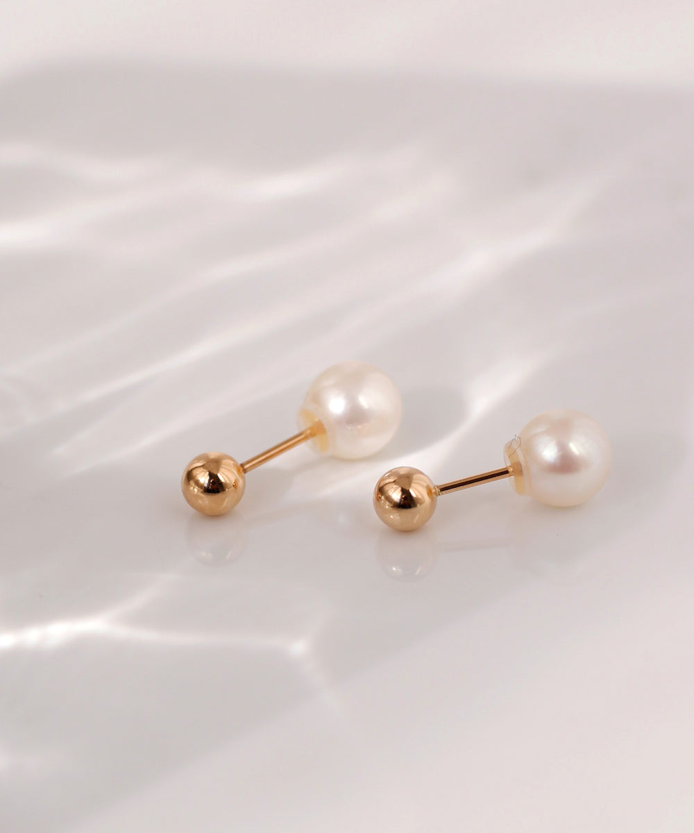 mimi33】淡水パールバックキャッチピアス[K10][Basic]｜アネモネ