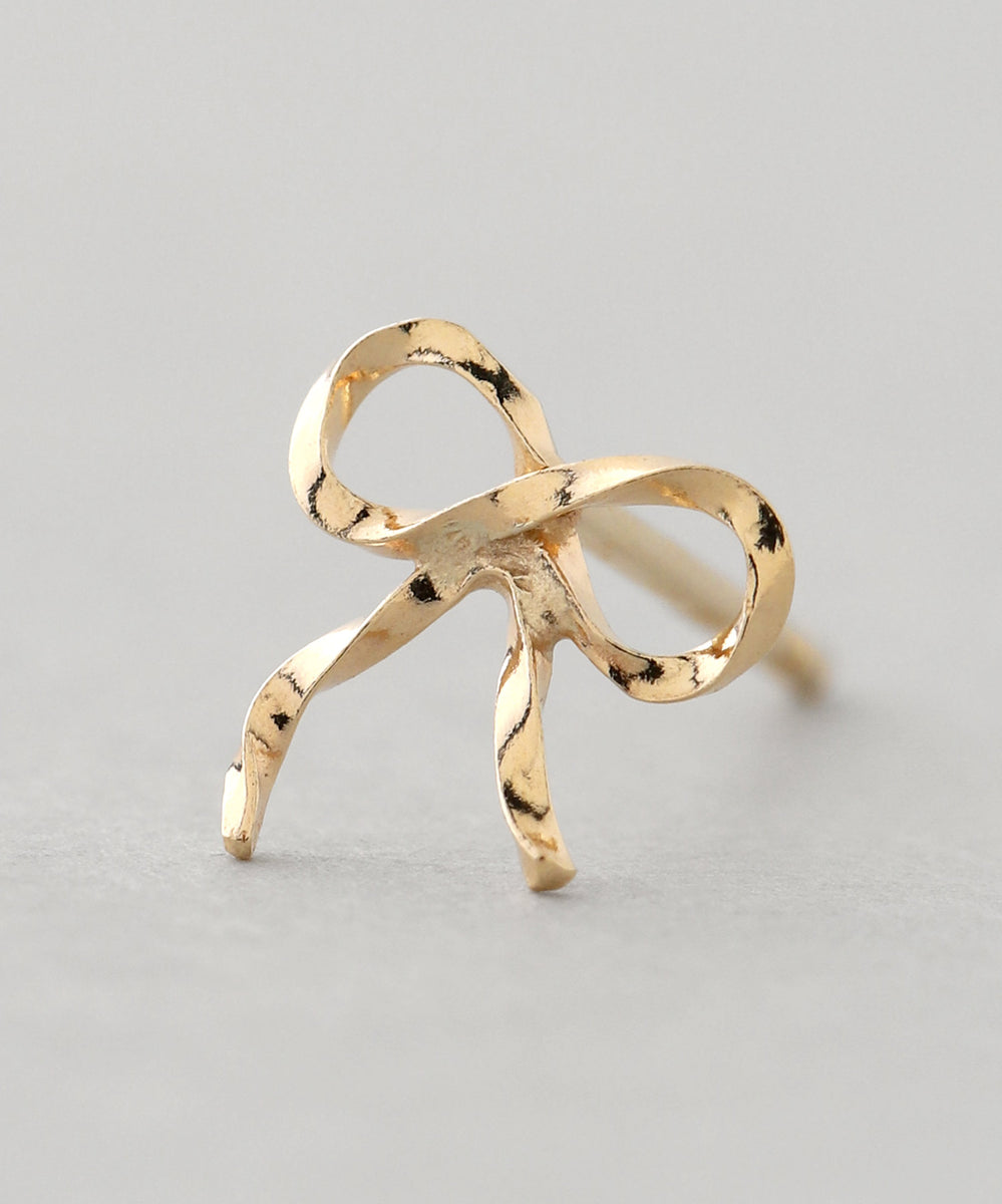 新品　ゴールドリボンピアス K10 ピンクゴールド キュービックジルコニア リボン ピアス