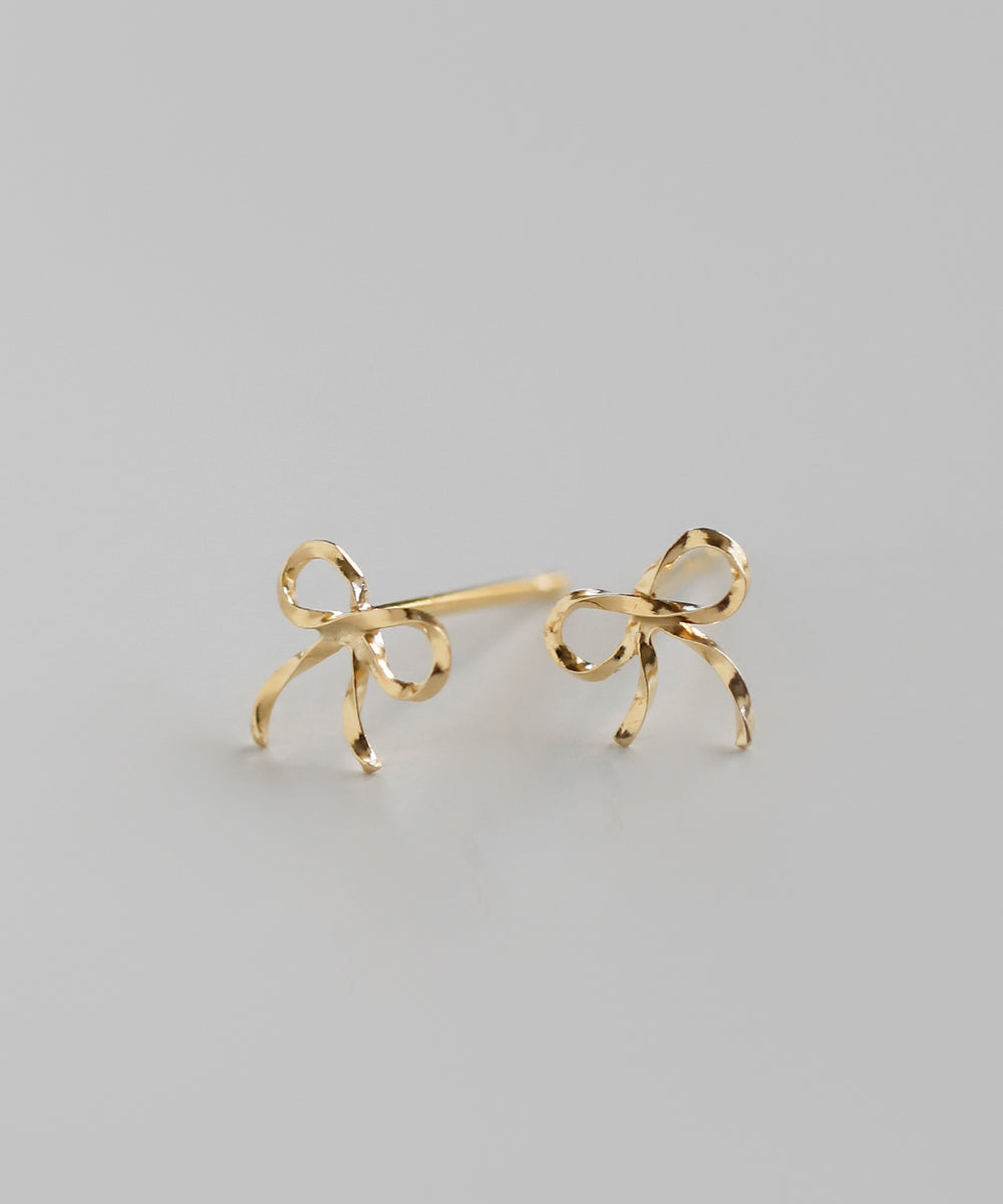 mimi33】リボンピアス[K10][Basic]｜アネモネ・シエナロゼ