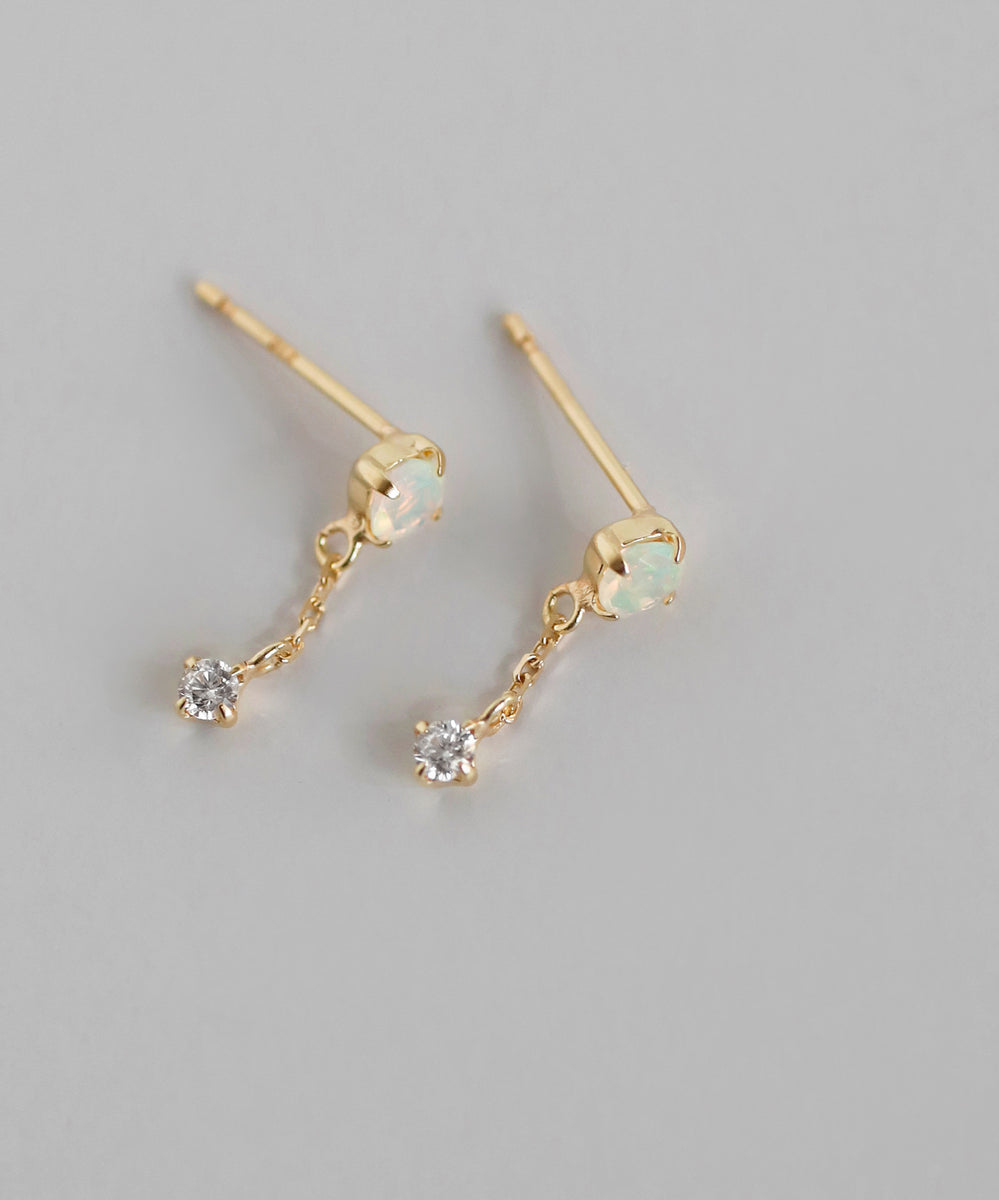 mimi33】オパール×ビジューピアス[K10][Basic]｜アネモネ・シエナロゼ