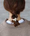 くすみカラーの連なりパールヘアゴム