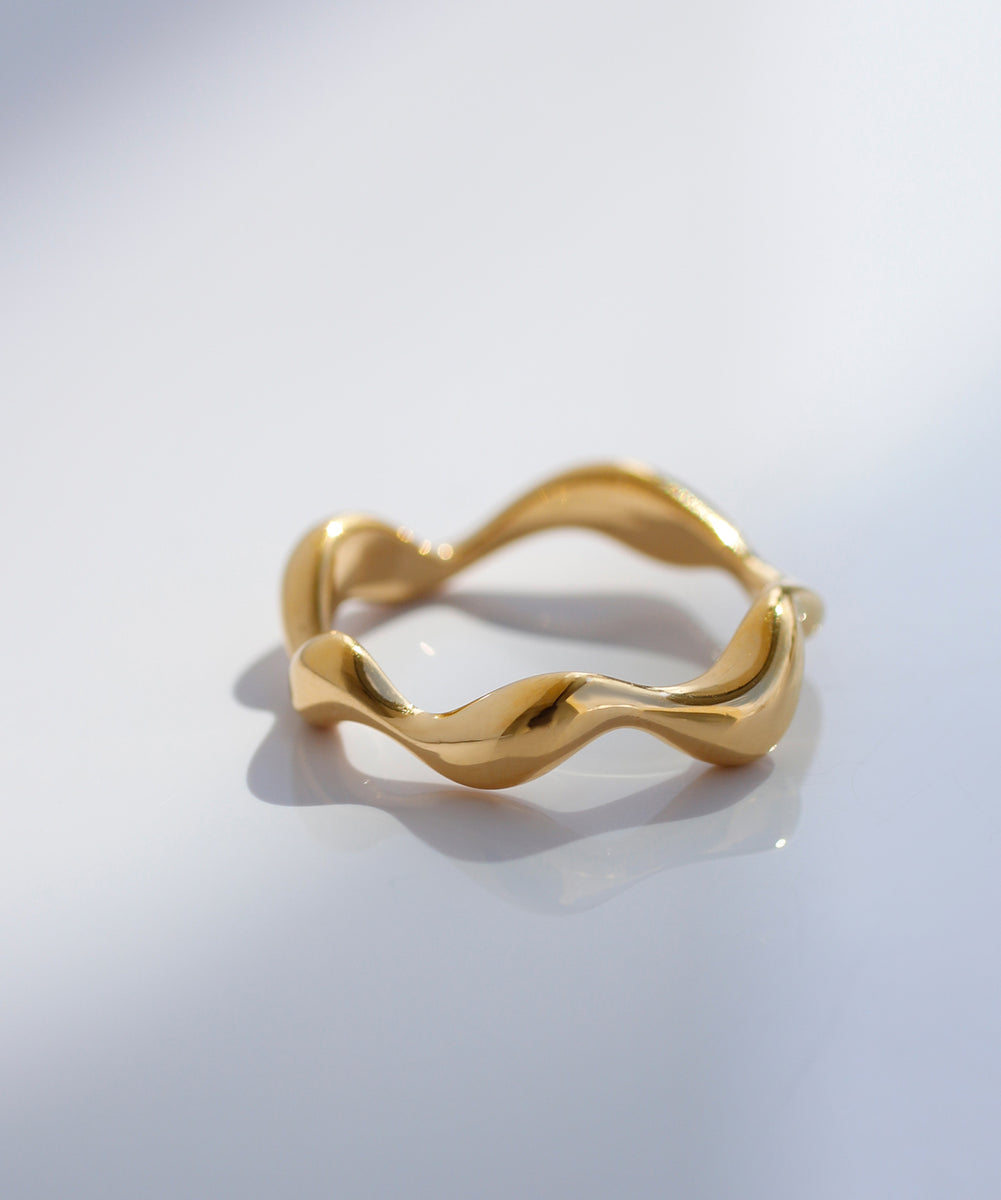 mimi33】【ステンレスIP】ニュアンスウェーブリング[Ownideal