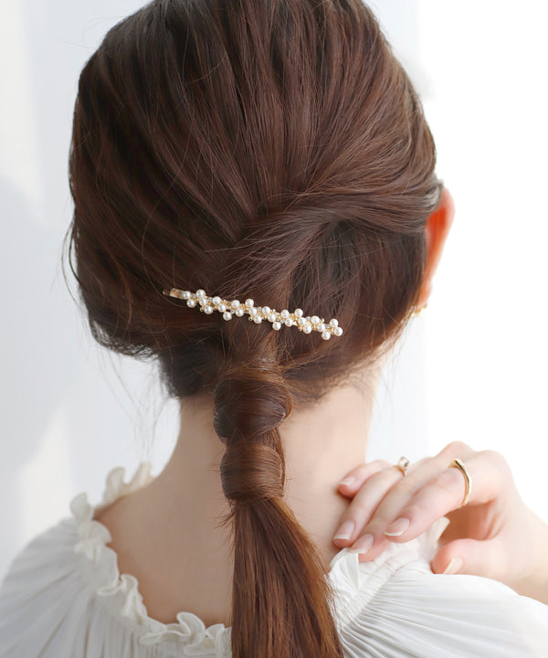 パール×ビジューヘアピン