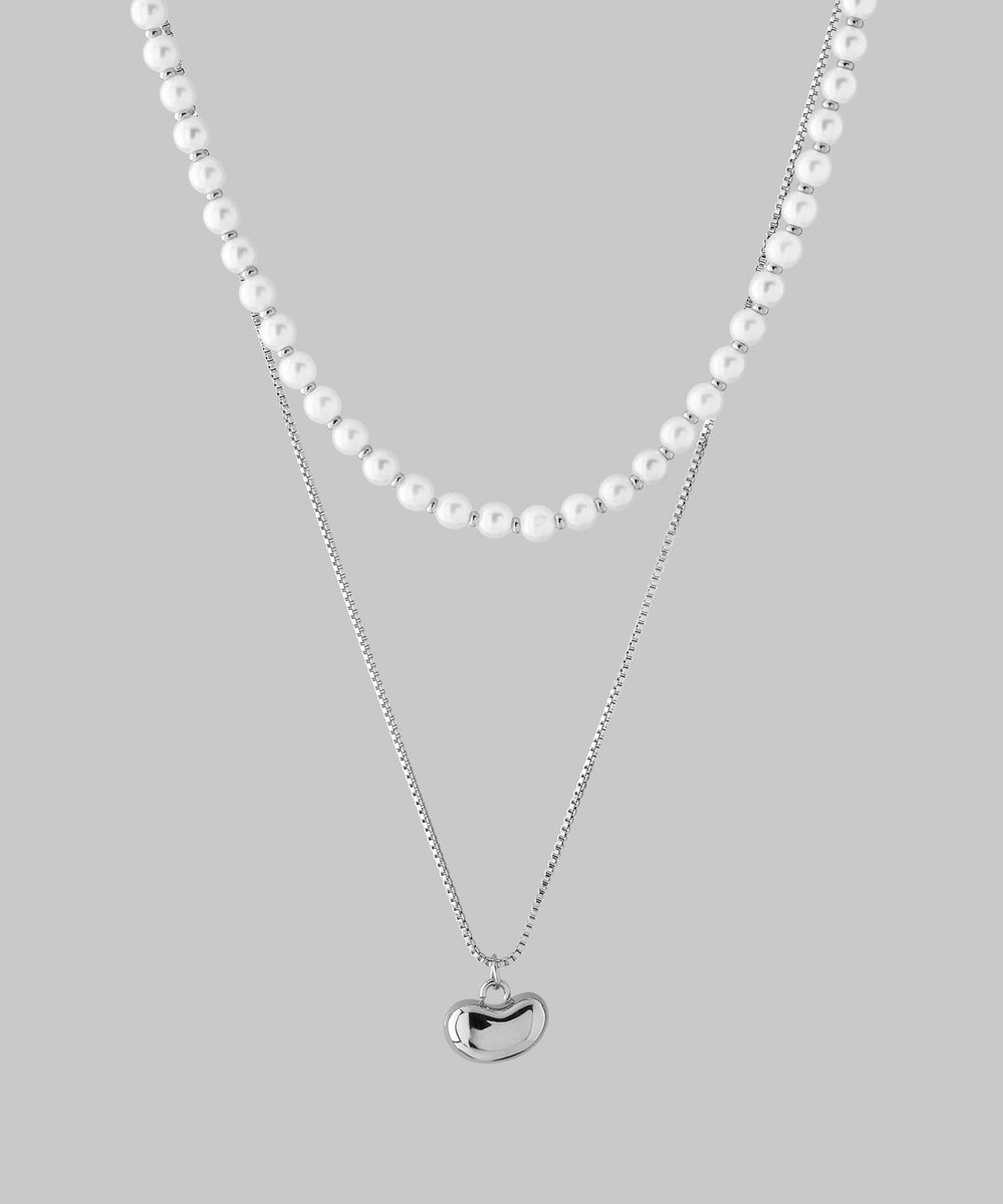 ANEMONE】【ステンレス】パール×メタルモチーフネックレス｜アネモネ