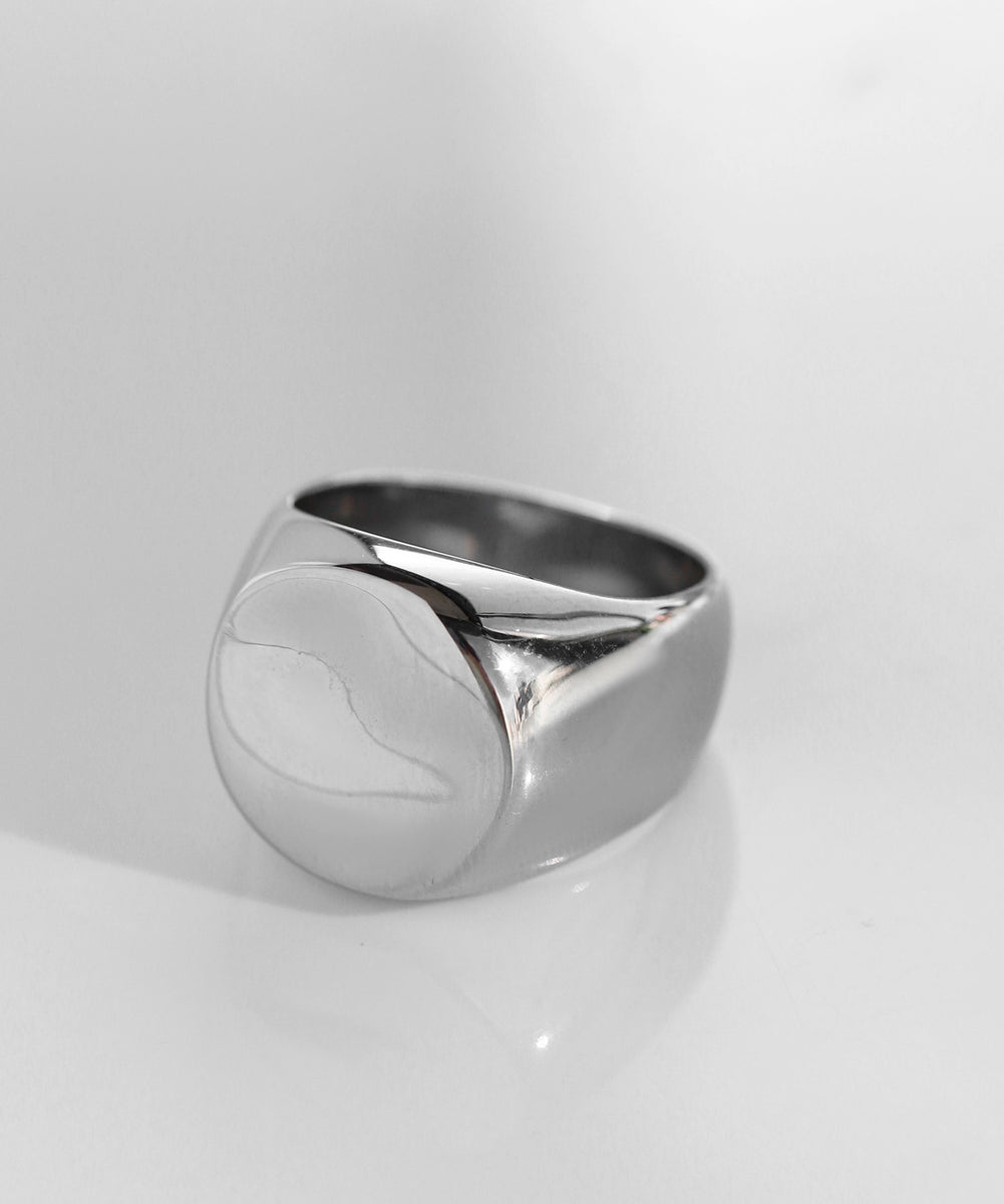 mimi33】【ステンレスIP】ラウンドシグネットリング[Ownideal