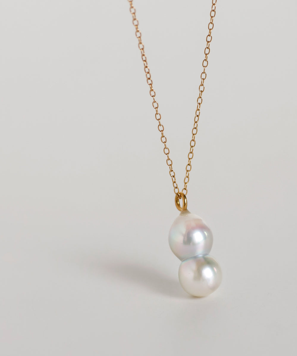 mimi33】【ステンレスIP】ツインパールネックレス[Ownideal]｜アネモネ