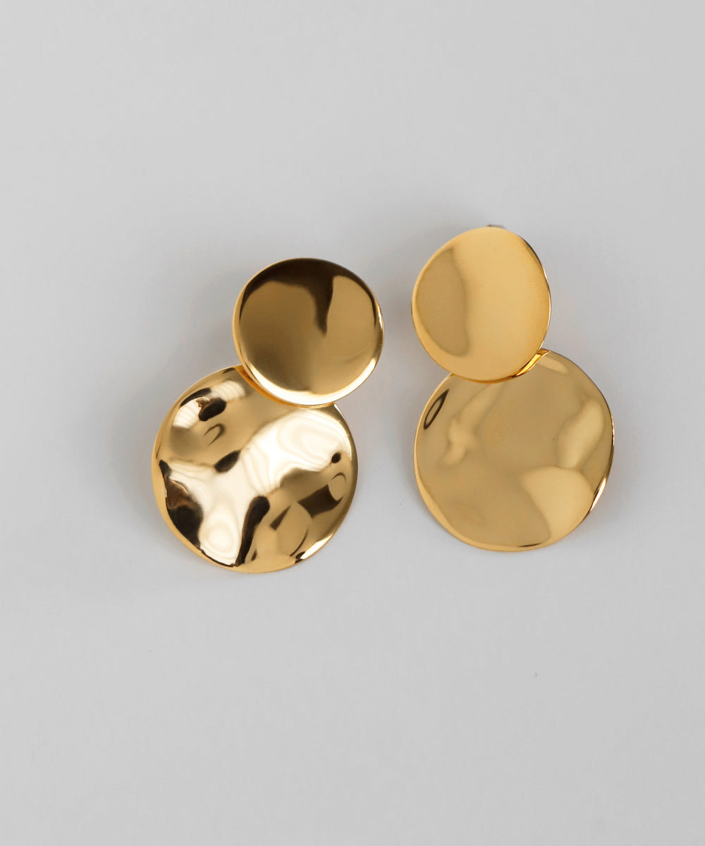 mimi33】【ステンレスIP】ダブルサークルプレートピアス[Ownideal