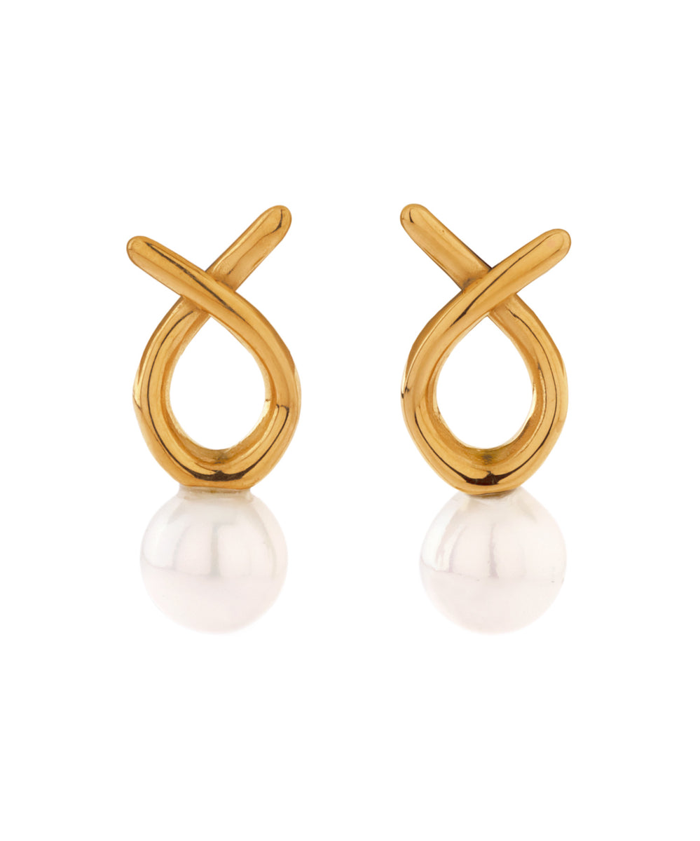 mimi33】パール×ツイストピアス[サージカルステンレス][Sheerchic