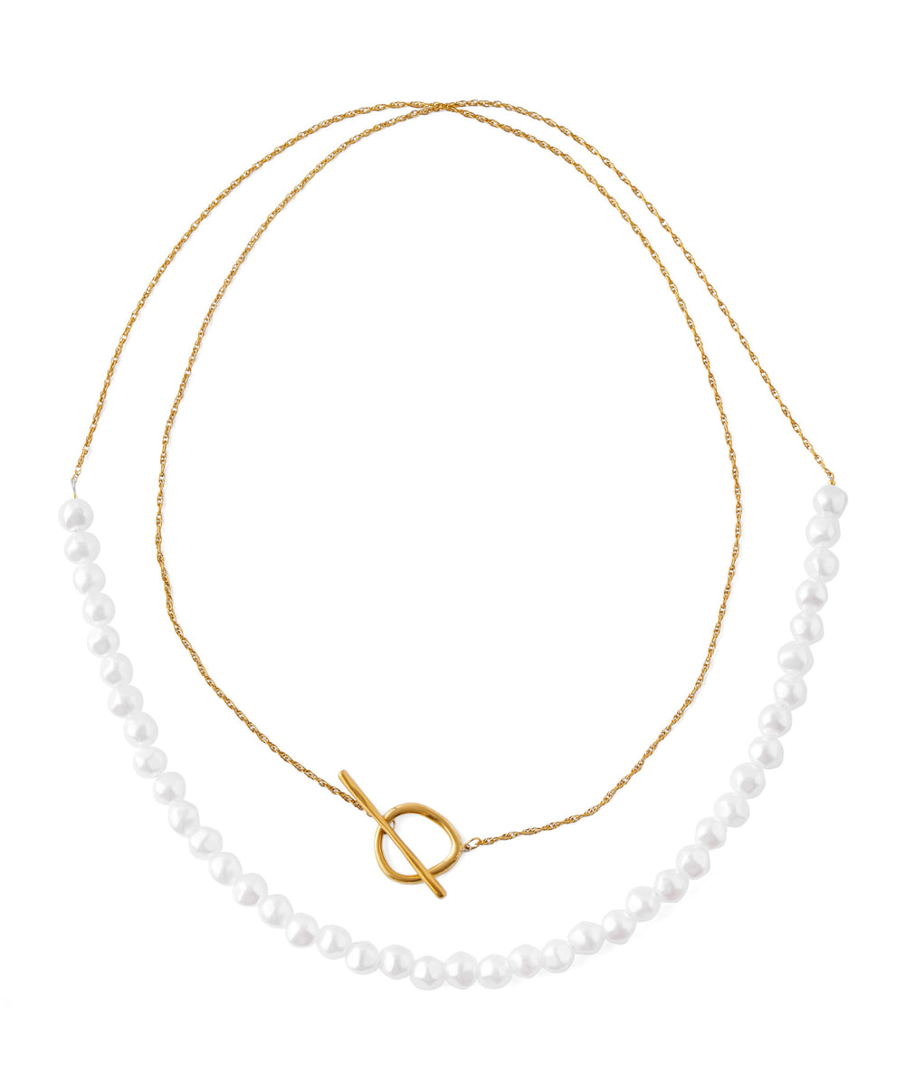 アクセサリー Anemone ANEMONE】【ステンレス】パール×チェーン2WAYネックレス