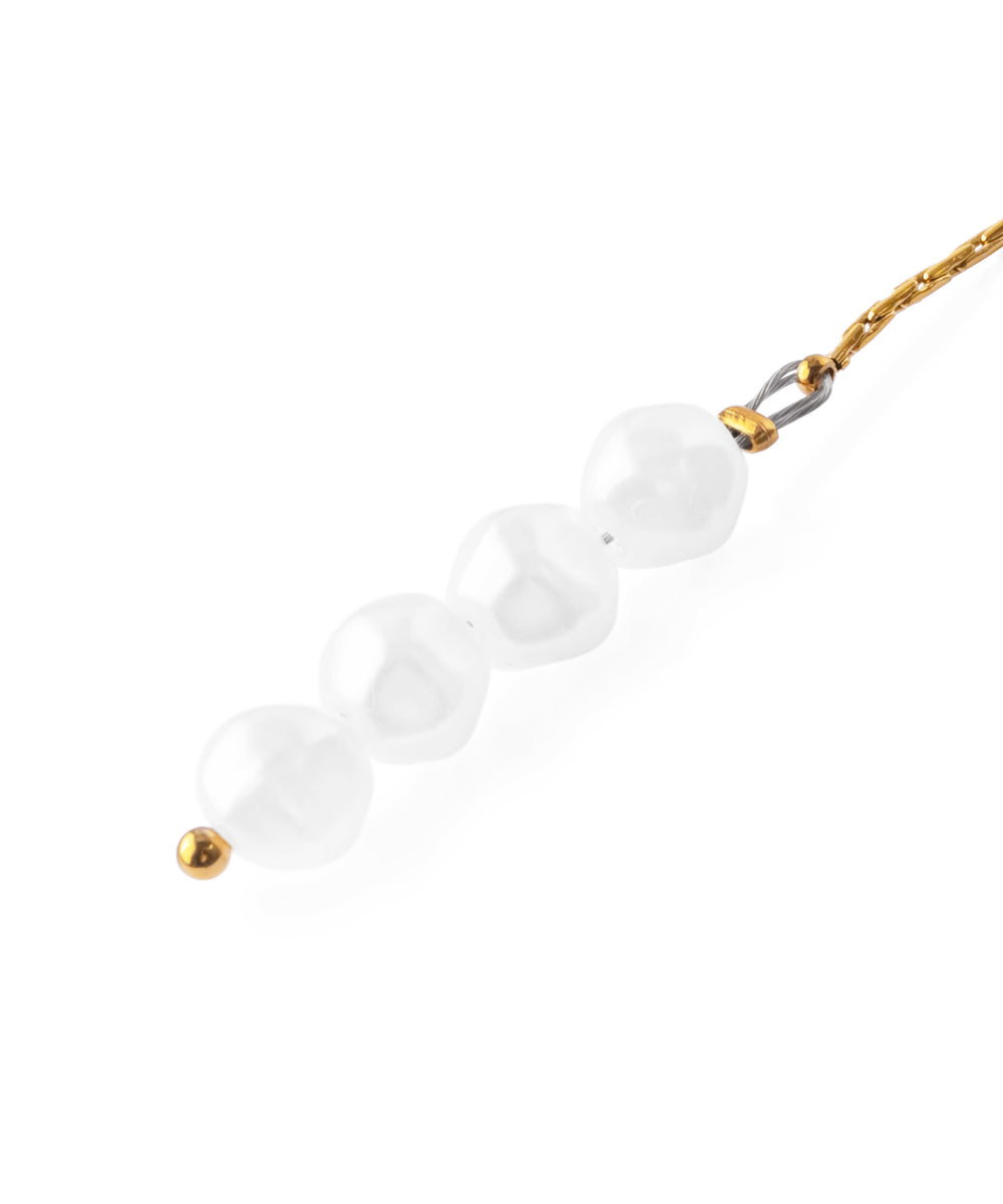 ANEMONE】【ステンレス】パール×チェーンラリエットネックレス